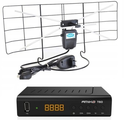 CYFROWY ZESTAW DVB-T ANTENA POKOJOWA+DEKODER/TUNER