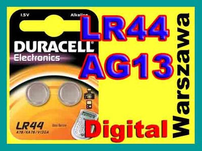2 Baterie DURACELL LR44 AG13 A76 AG 13 RW82 2019r