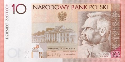 BANKNOT 10 ZŁ J. PIŁSUDSKI - 2008 ROK - UNC -PROMO