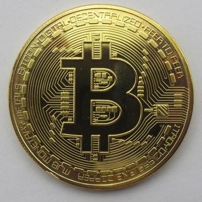 Bitcoin BTC Złota Moneta 40 mm Kapsel