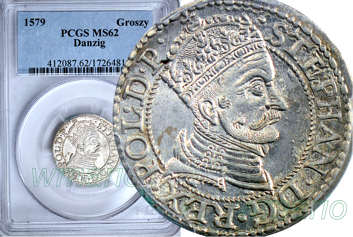 Barory, Grosz 1579 Gdańsk, menniczy, PCGS MS62