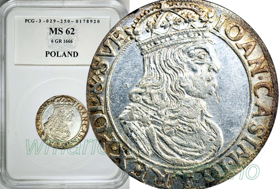 SZÓSTAK 1660 r., Bydgoszcz TL-B, wspaniały, MS62
