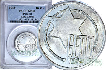 GETTO, 10 marek 1943, mennicze, PCGS MS62