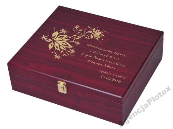 Duża skrzynka na wino. PODZIĘKOWANIE - GRAWER.