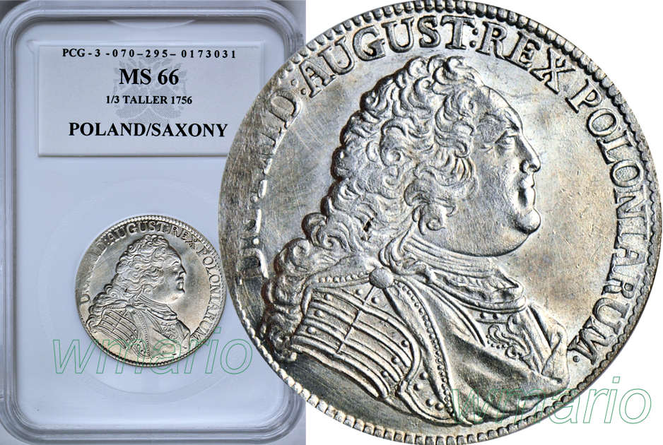 August III, 2/3 TALARA (dwuzłotówka) 1756, MS66