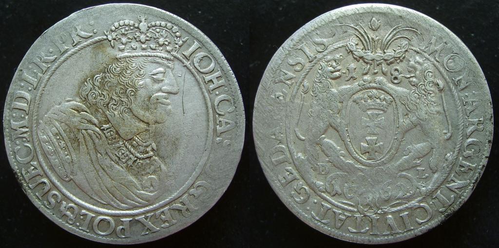 ort gdańsk  1662 jan kazimierz