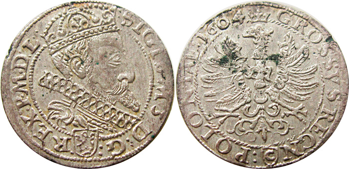 Grosz 1604, Krakow, Kop. 2007 #253 R5. Superstan!