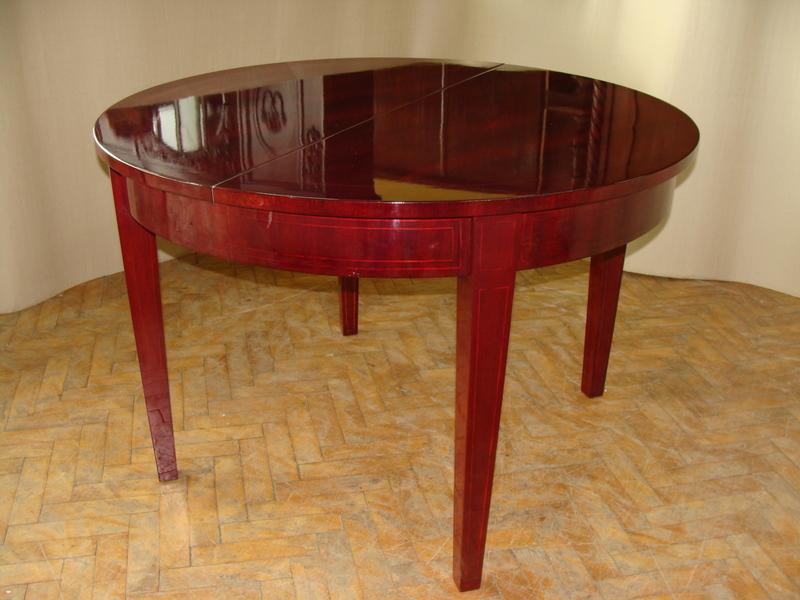 STÓŁ OKRĄGŁY ROZSUWANY + BLATY - OKLEINA MAHONIOWA