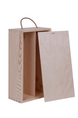 PUDEŁKO NA DWA WINA Z ZASUWKĄ, SKRZYNKA DREWNIANA