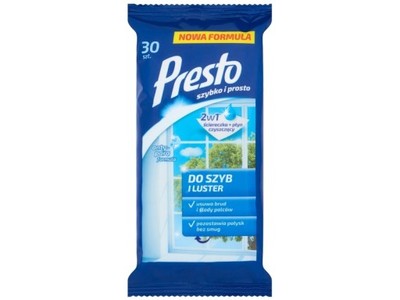 PRESTO Ściereczki do czyszczenia szyb luster Mokre