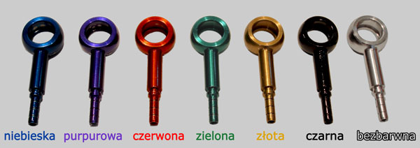 kolory końcówek: niebieska, purpurowa, czerwona, zielona, złota, czarna, bezbarwna