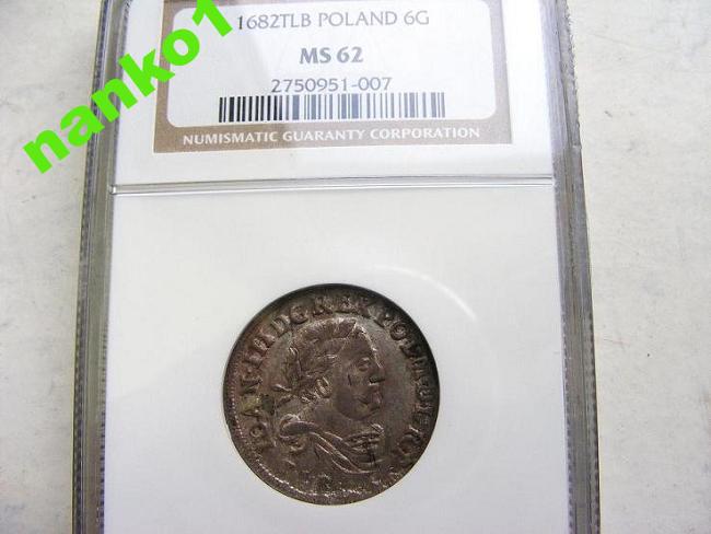 SZÓSTAK  1682r JAN III SOBIESKI MS62 (WSPANIAŁA))