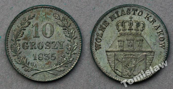 WOLNE MIASTO KRAKÓW - 10 groszy 1835 - WIEDEŃ
