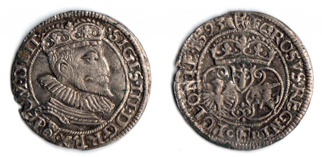 RRR! Zygmunt Waza, grosz 1593 rzadki i ladny