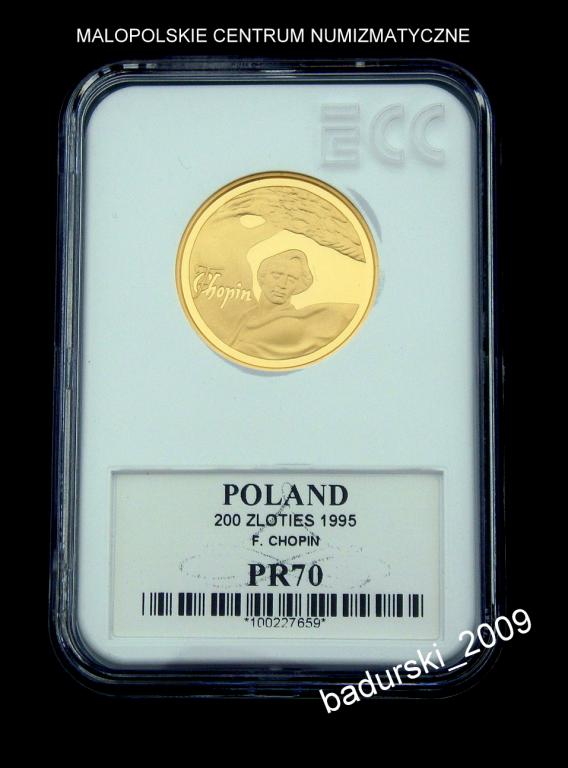 200 ZŁ Au PR70 GCN ECC FRYDERYK CHOPIN MEGA HIT