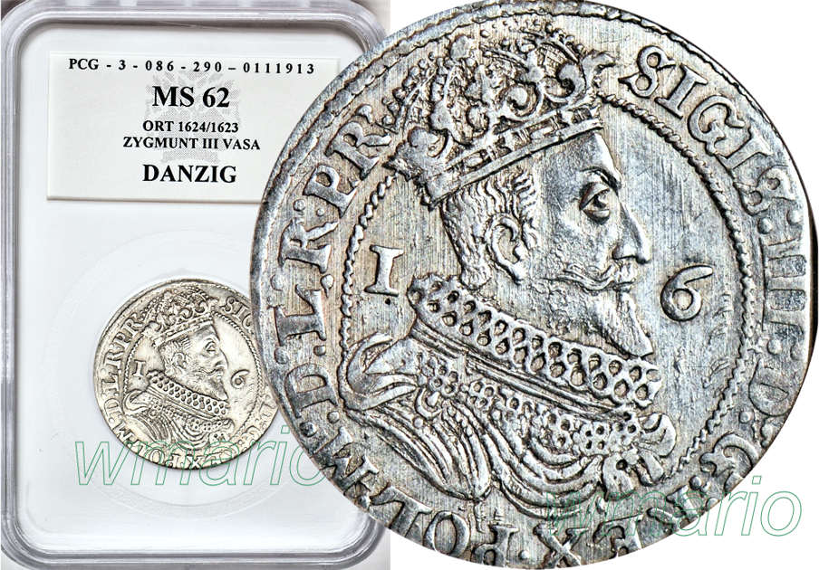 Zyg. III Waza, ort Gdańsk 1624, tarcza wąska, MS62