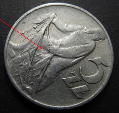 5 zł złotych Rybak 1959 - DUCH x2 - destrukt