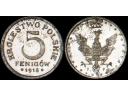 Król. Polskie, 5 Fenigów 1918, St. lustrzany RRR