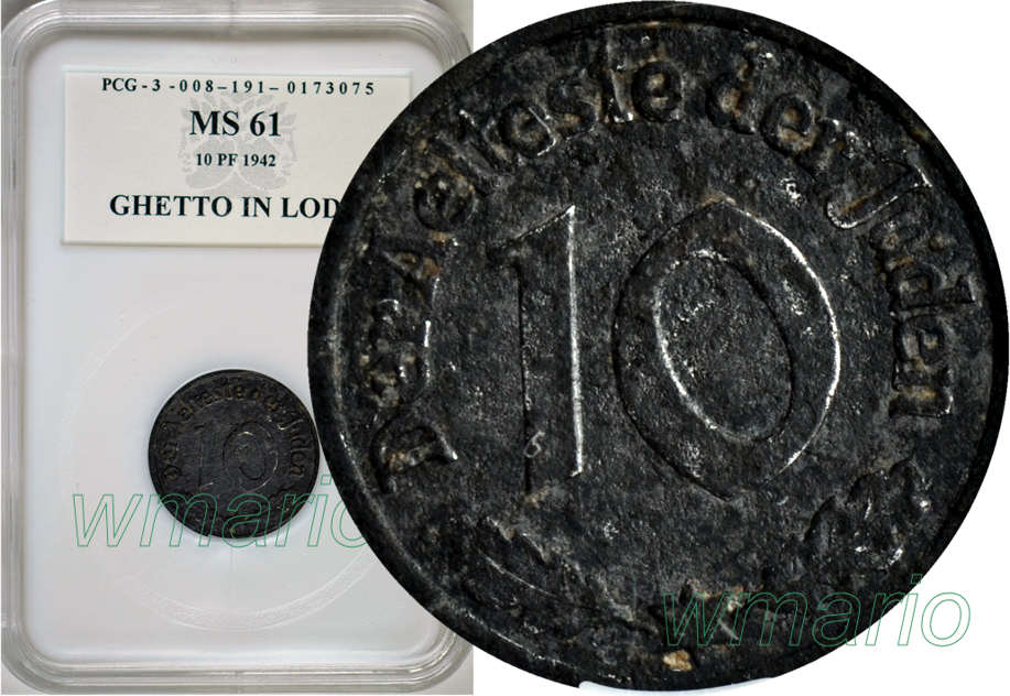 RR- GETTO, 10 fenigów 1942 PRÓBA , b rzadkie, MS61