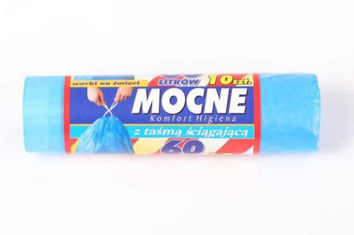 WORKI NA ŚMIECI 60L 10SZT HDPE TAŚMA NIEBIESKIE!