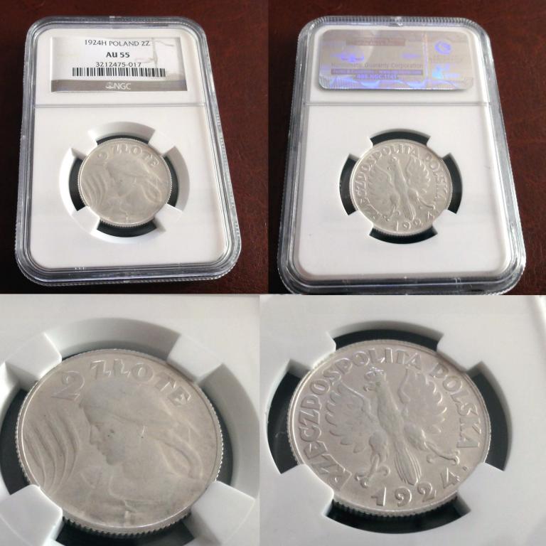 2 ZŁOTE 1924r. literka H NGC AU 55