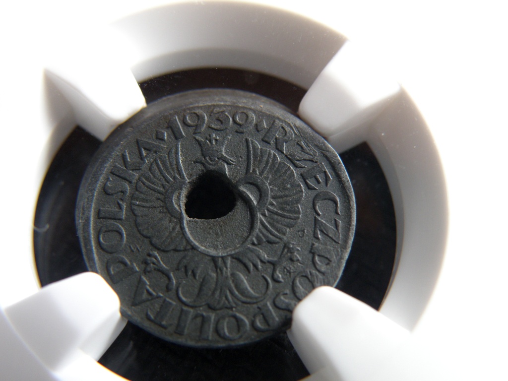 RRR UNIKAT 5 groszy 1939 DESTRUKT  NGC st.1