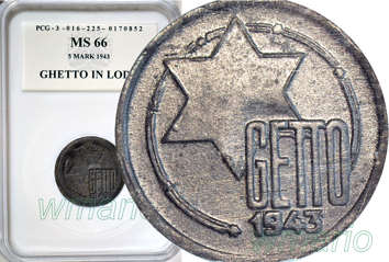 GETTO 5 marek  Al-Mg 1943 mennicze WSPANIAŁE, MS66