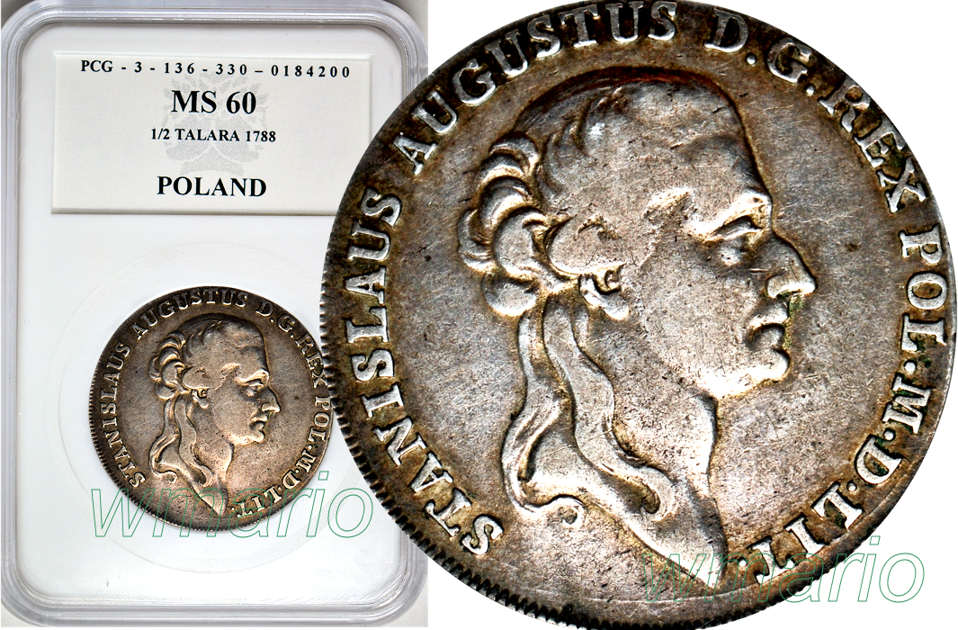 S. A. Poniatowski, półtalar 1788, MS60