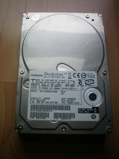 Uszkodzony dysk Hitachi 250GB 7200 od 1zł