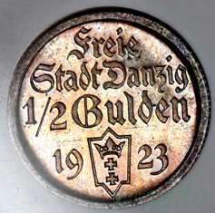 R- WMG 1/2 guldena 1923 LUSTRZANE NGC PF64