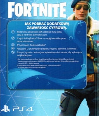 PS4 DODATEK DO FORTNITE - STRÓJ + 500 V-DOLCÓW!