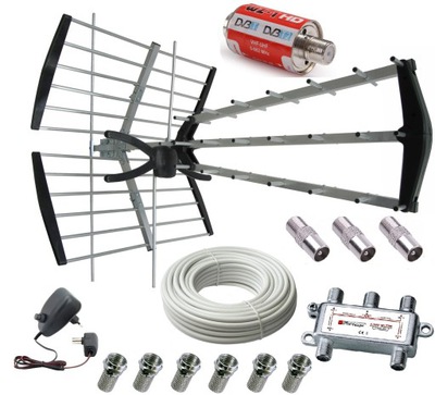 Antena DVB-T AX1000 COMBO MUX-8 170km 20m Kabla