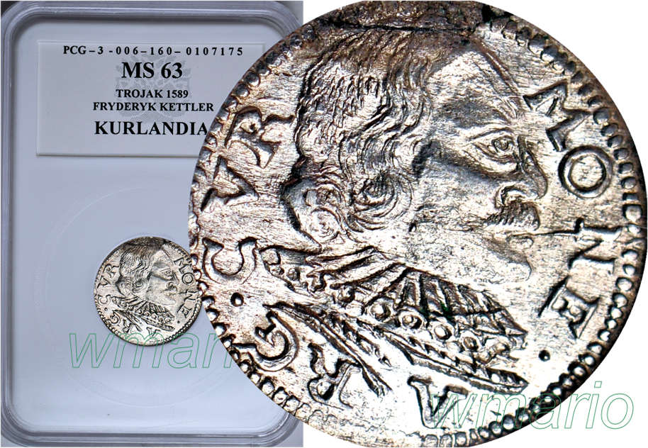 Kettler, Kurlandia Trojak 1598, Kopicki R4, MS63