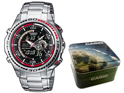 Zegarek męski CASIO EFA-121D termometr, hologram