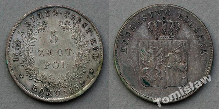POWSTANIE LISTOPADOWE - 5 ZŁOTYCH 1831 WARSZAWA