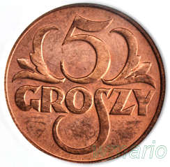 5 groszy 1935, rzadki rocznik, WYŚMIENITE MS68 RD