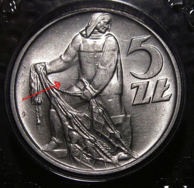 5 zł Rybak 1959 MS-63 stan 1 SŁONECZKO mennicze