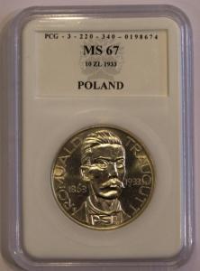 10 ZŁ TRAUGUTT 1933 EKSTREMALNA NOTA MS67 MENNICZY