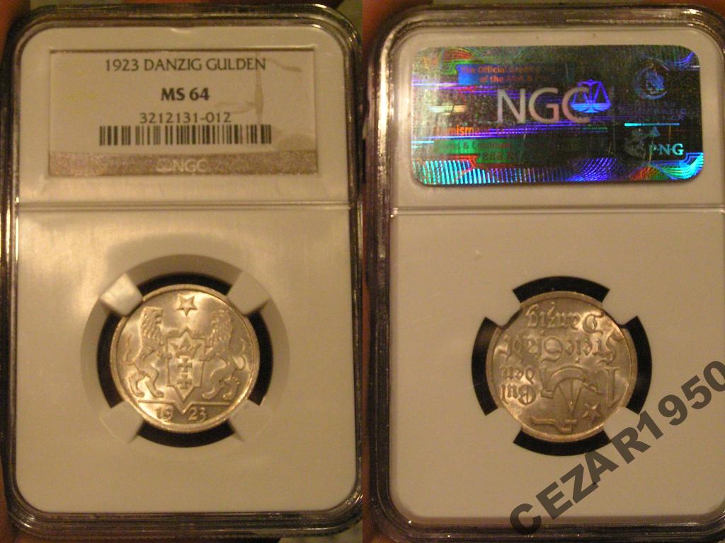 WMG 1 GULDEN 1923r. KOGA NGC MS-64 SUPER EXTRA
