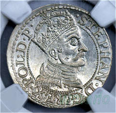 Gdańsk, Batory, Grosz 1579, menniczy, NGC MS62