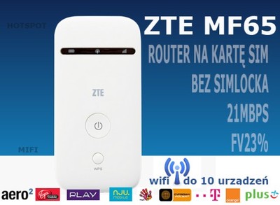 MODEM ROUTER WiFi 3G ZTE MF65 21M AERO2 PLAY SKLEP