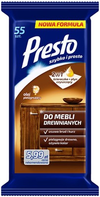 PRESTO 55SZT ŚIERECZKI NAWILŻANE MEBLI DREWNIANYCH