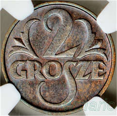 2 gr 1933 JEDYNE I NAJWYŻEJ OCENIONE, NGC MS65 BN