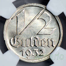 WMG, 1/2 guldena 1932, mennicze, NGC MS63