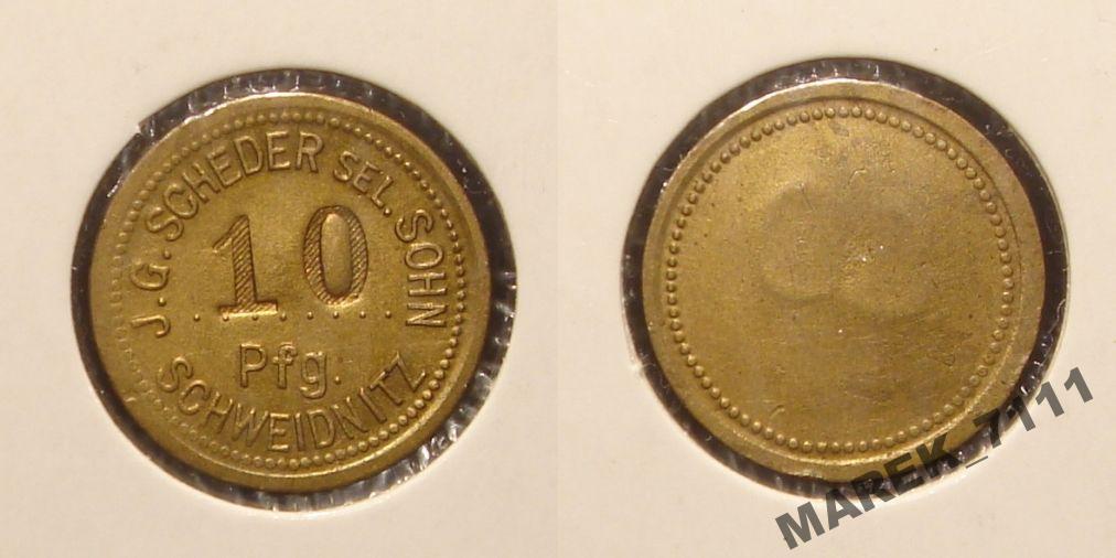 Zeton 10 Pfennig Schweidnitz J.G.Scheder sel.Sohn