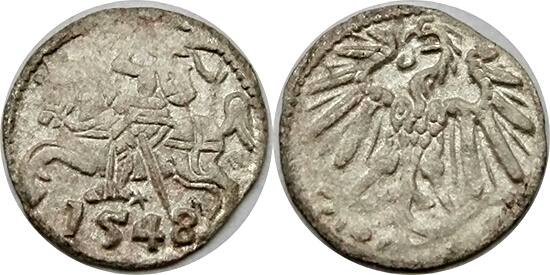 RRR! Denar 1548, Wilno. Ivanauskas 2SA6-4 RRR