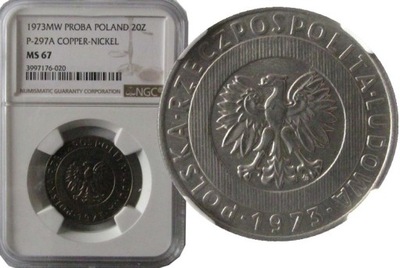 P136 20 ZŁ 1973 WIEŻOWIEC I KŁOSY-GRADING NGC MS67