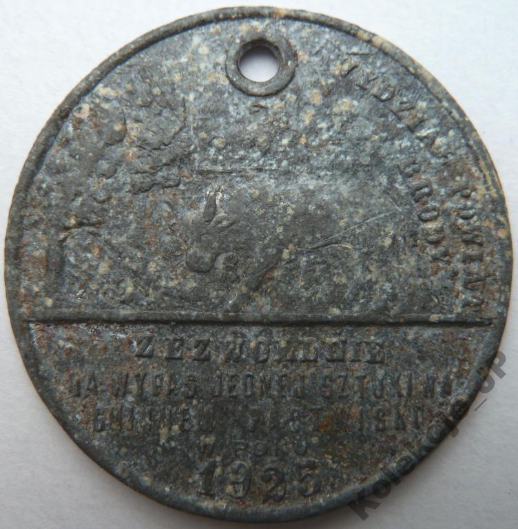 Zezwolenie na wypas 1 szt. bydła Brody 1925. (731)