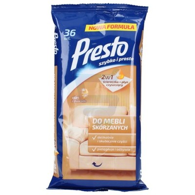 PRESTO Ściereczki nawilżane do Mebli SKÓRZANYCH