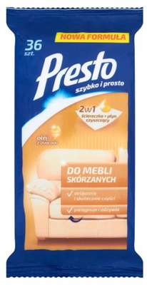 PRESTO 36SZT ŚCIERECZKI NAWILŻANE MEBLI SKÓRZANYCH